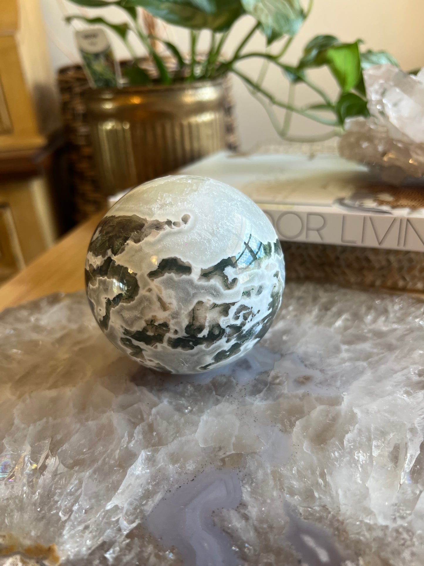 Moss agate with Pink moss