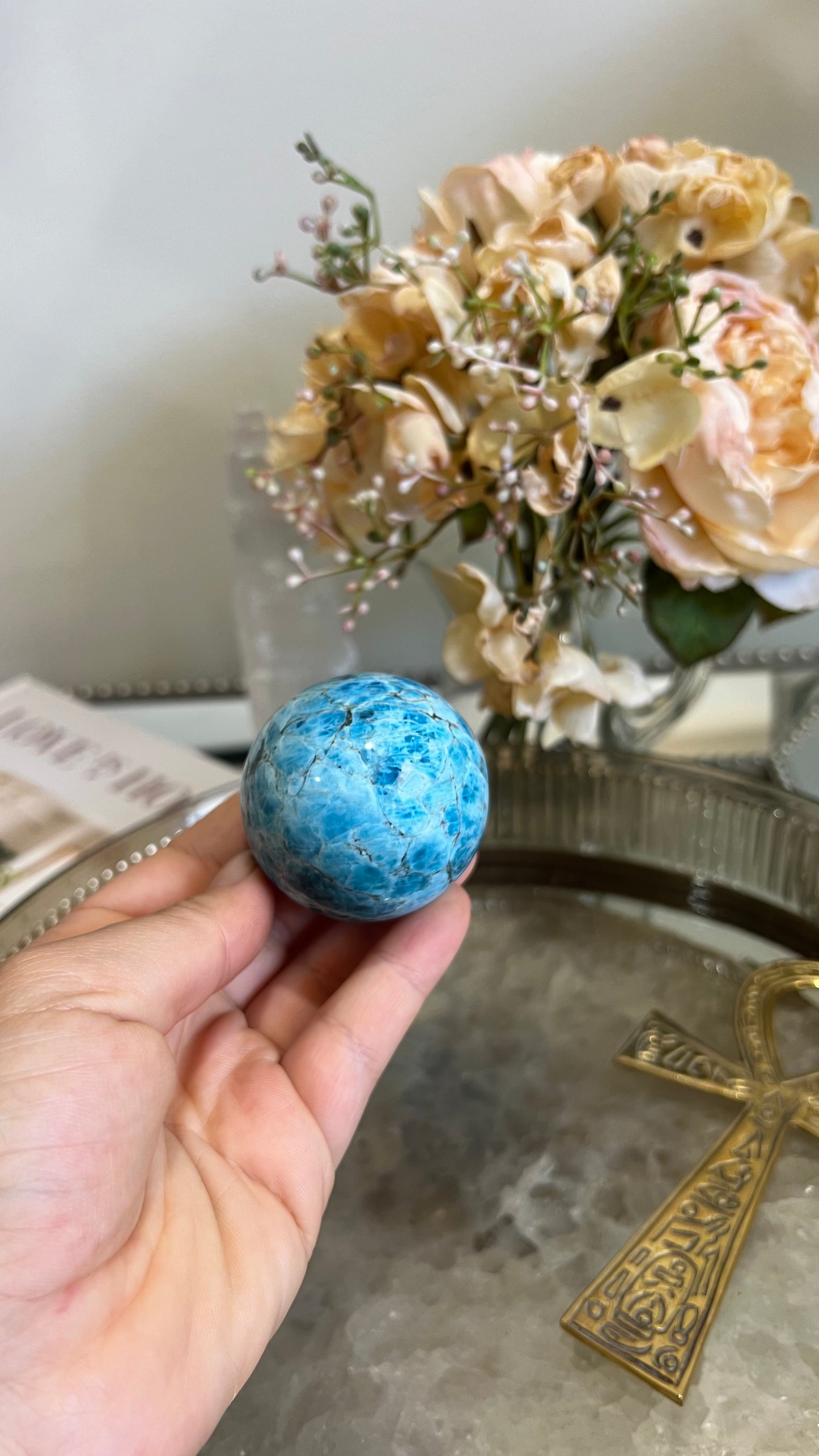 Blue Apatite Sphere A