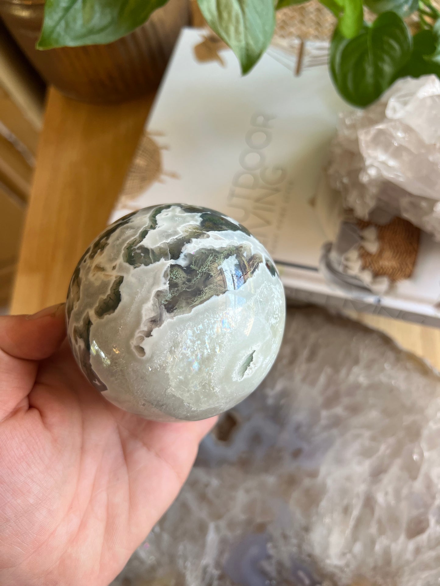 Moss agate with Pink moss