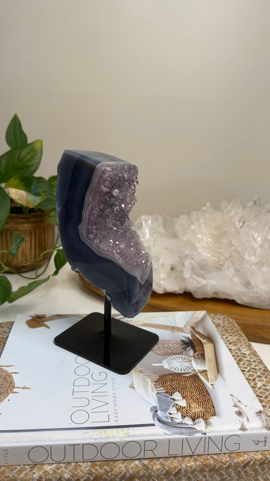 Amethyst with Agate on stand