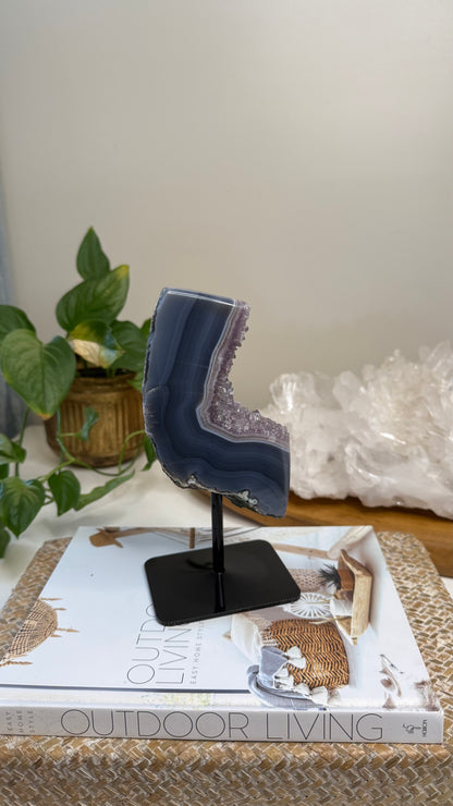 Amethyst with Agate on stand