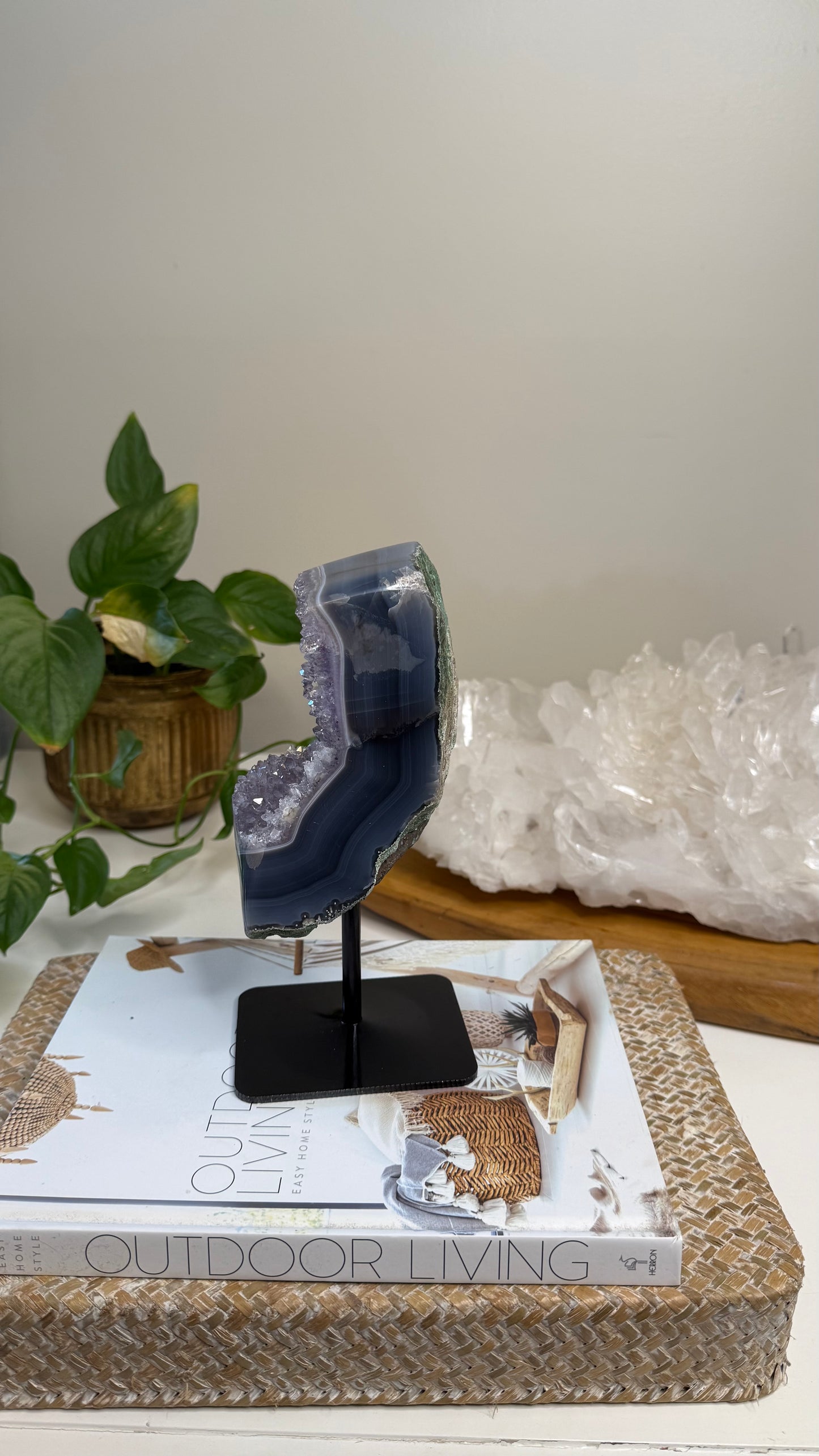 Amethyst with Agate on stand