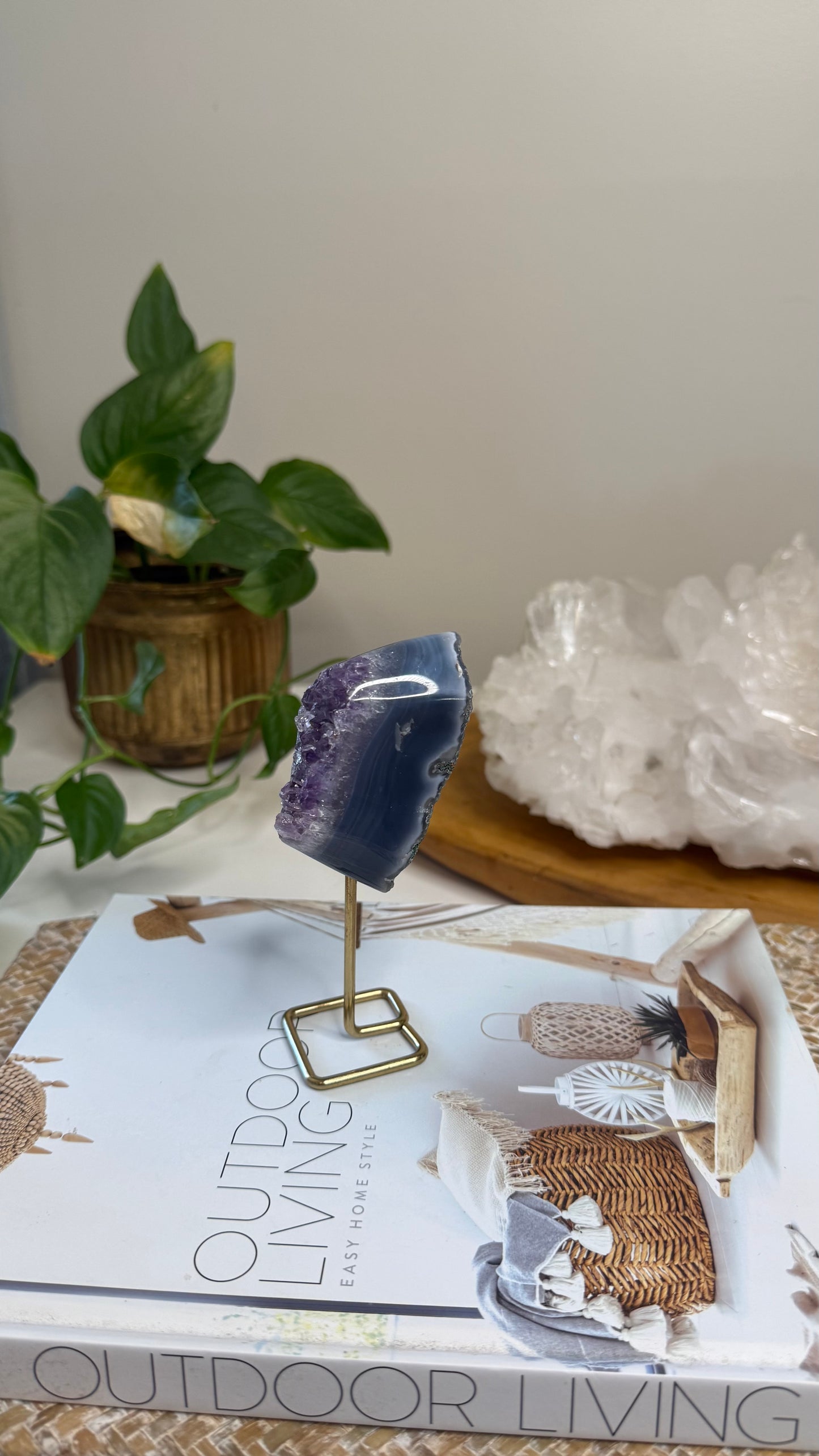 Amethyst with Agate on stand