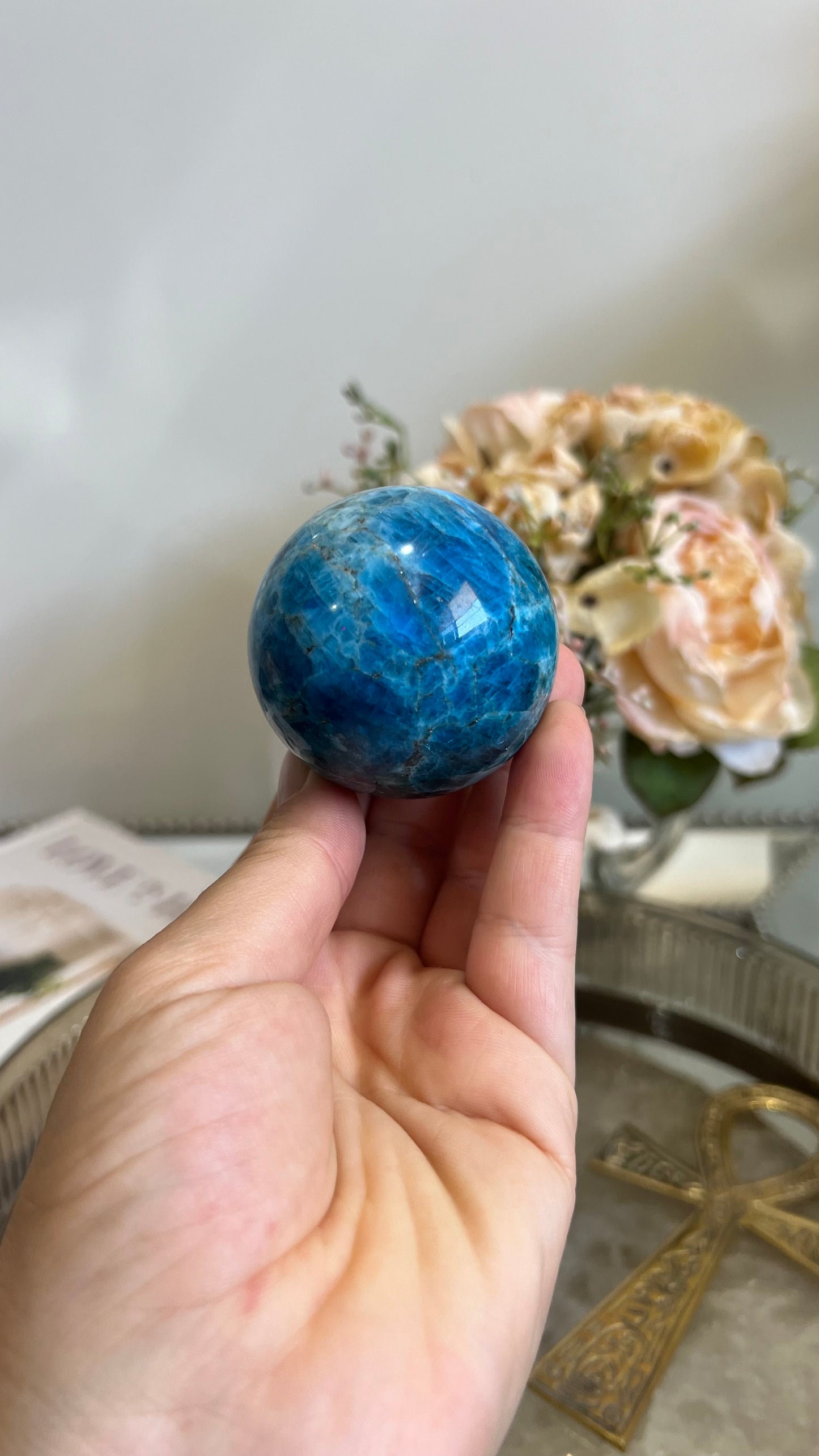 Blue Apatite Sphere B