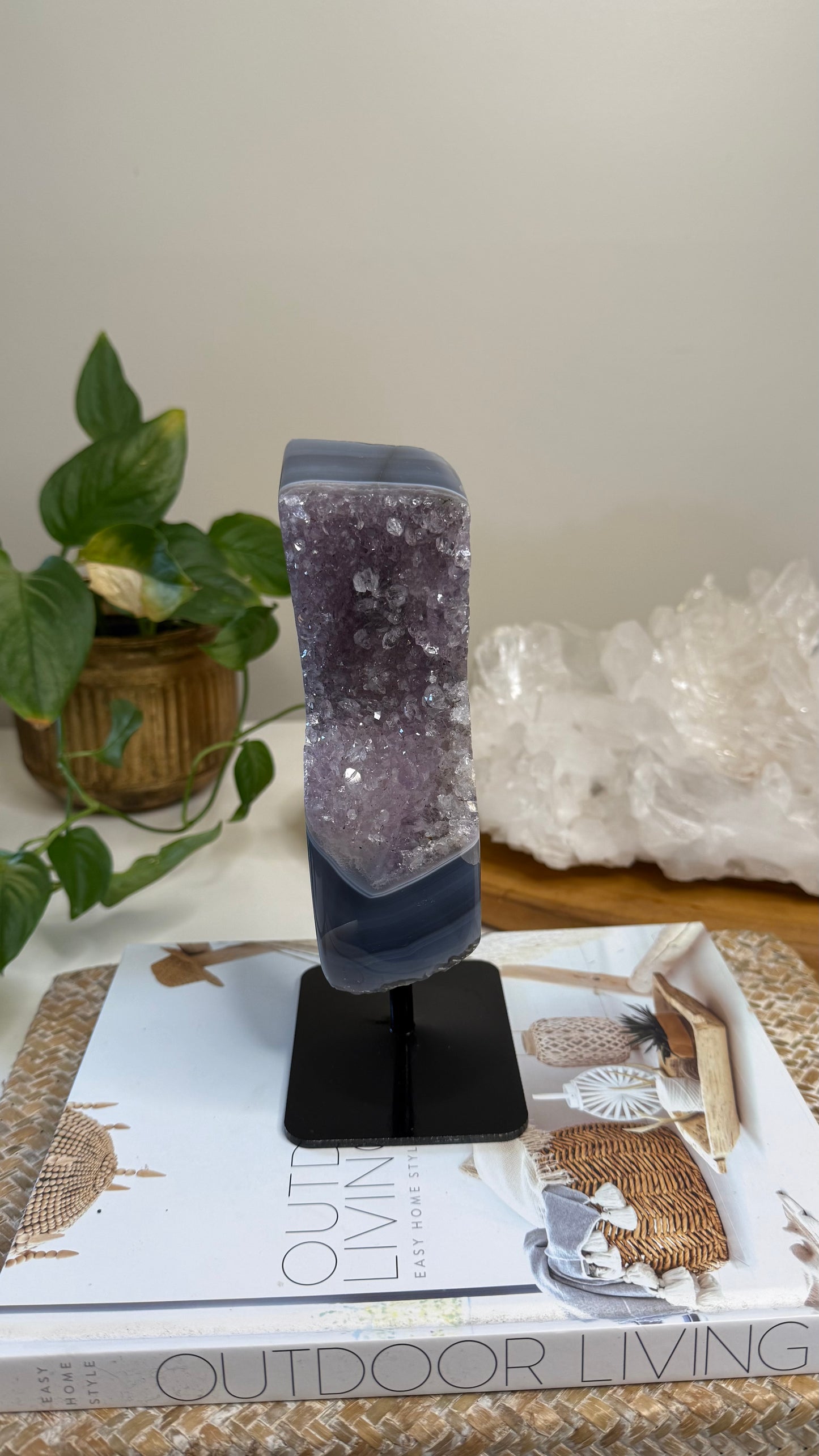 Amethyst with Agate on stand