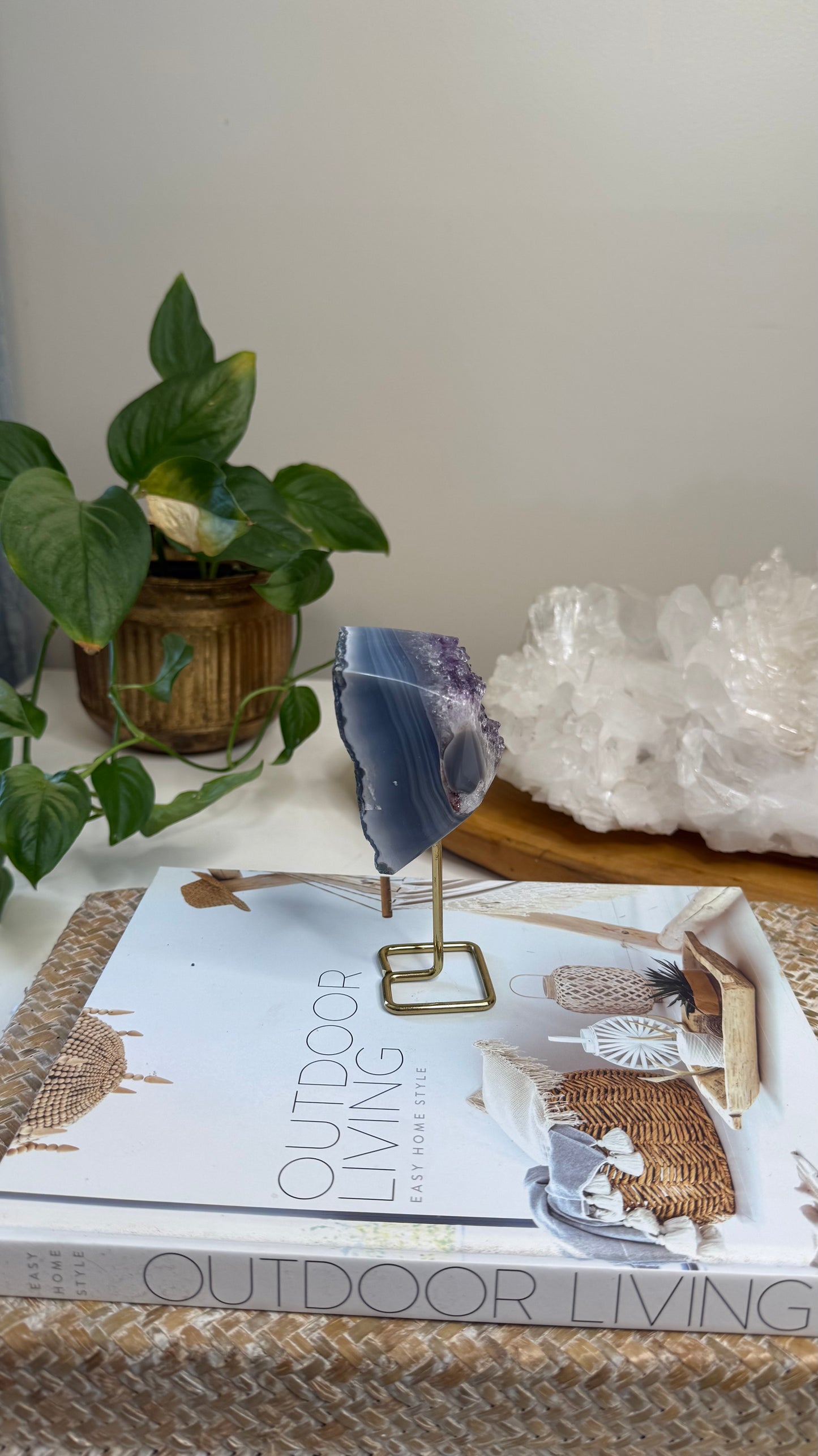 Amethyst with Agate on stand