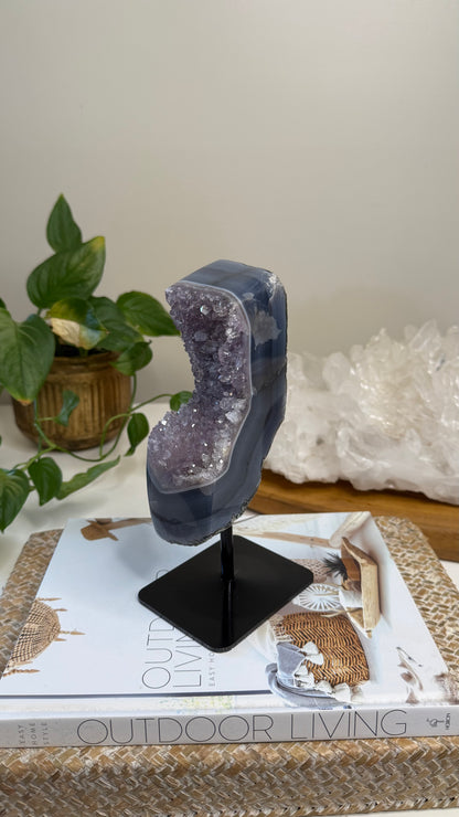 Amethyst with Agate on stand