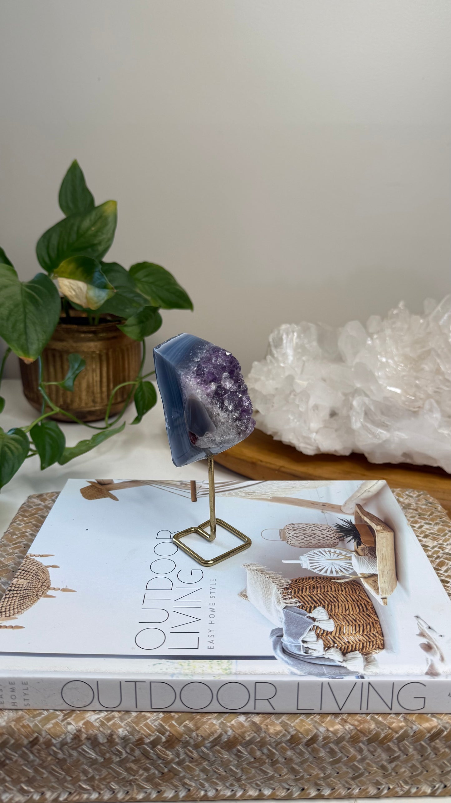 Amethyst with Agate on stand